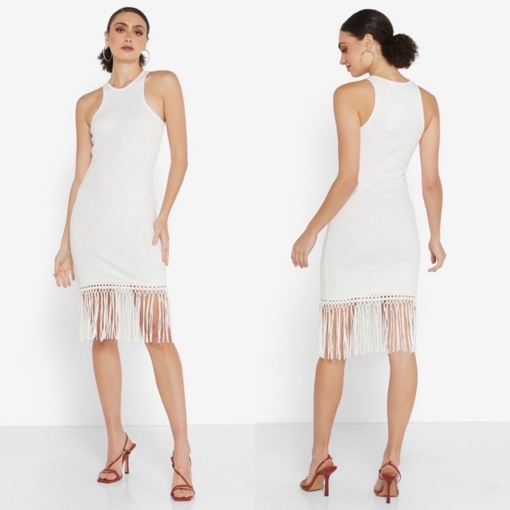 French Connection Solle Fringe Tank Bodycon Dress - Picture 5 of 11